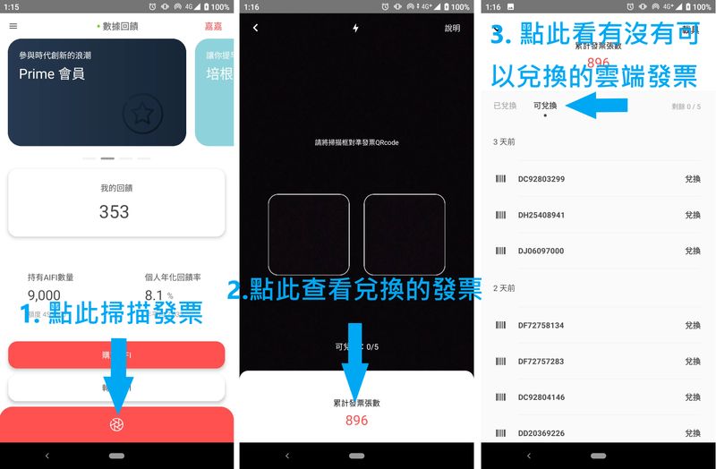 aifian 雲端發票兌換現金流程圖